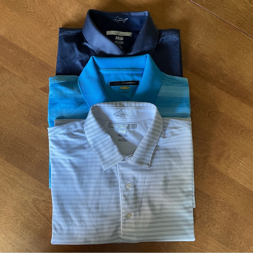 Greg Norman “Play Dry” Golf Shirts - bundle of 3 shirts